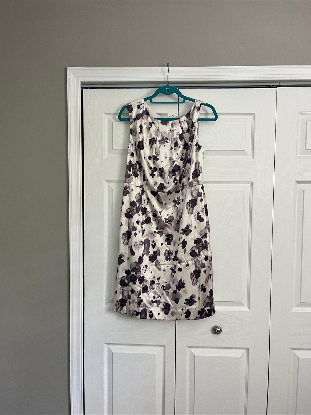 Ann Taylor Cream Dress with Purple Floral Pattern